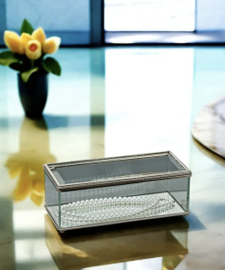 Rectangular Glass Box With Hinged Cover